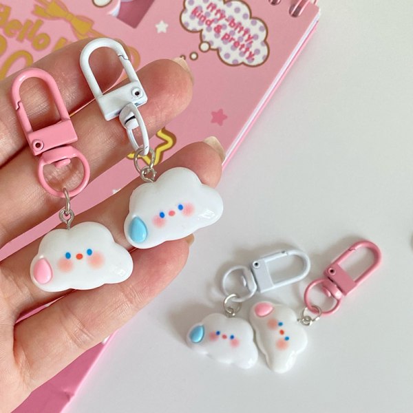 e Cartoon Cloud Keychain Creative Kawaii Keyring Backpack Charm Blue