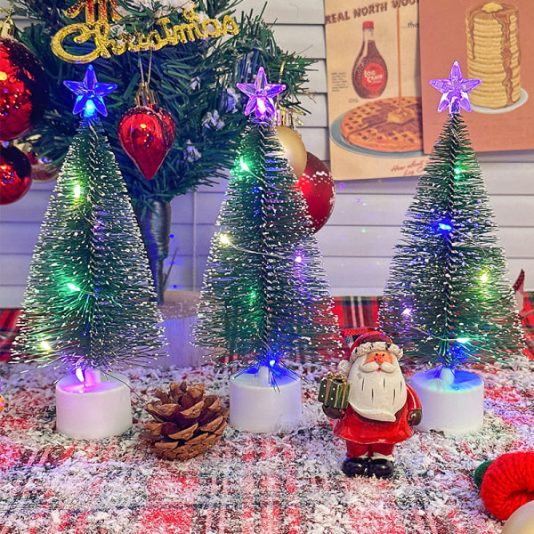 1st självlysande mini julgranar Vackra små konstgjorda Xm