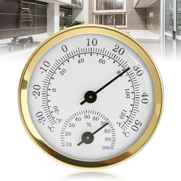 Inomhus Analog Fuktighet Temperatur Mätare Termometer Hygr Silver