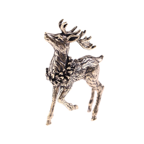 2 STK Ren koppar Hjortar Skulptur Ornament Solid Mässing Deer Mini