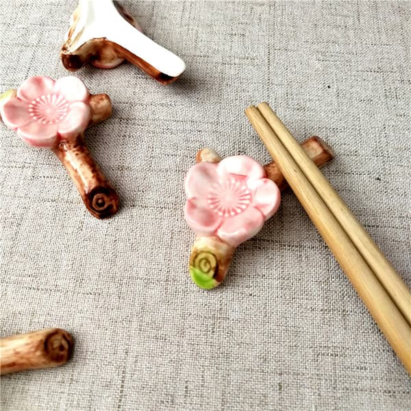 Porslinspinne Rest Sushi Cherry Blossom Sticks Hållare Rackce