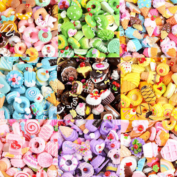 10st Flatback Resin Donut Cookies Cake Cabochons Charms DI Multicolor2