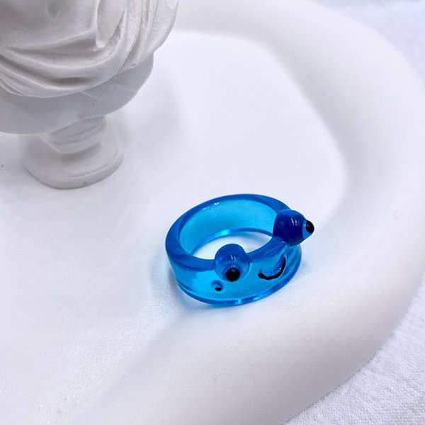 e Smile Frog Ringar för kvinnor tjejer Roliga tecknade djurringar A Green