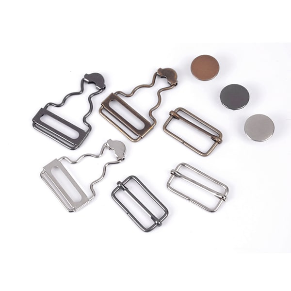 1 sets haklappsbyxor med wire wear button metall knapp gördel denim L