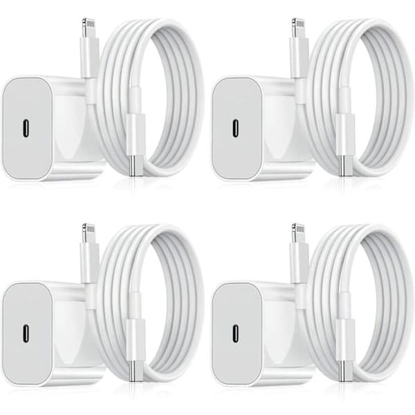 4-pack iPhone-latureita – Pikalaturiadapteri + USB-C 20W Valkoinen (NT) 4-pack iPhone iPhone 4-pack iPhone 4-pack