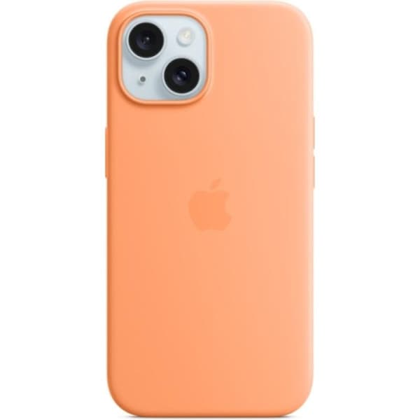 Silikonskal med MagSafe för iPhone 15 Plus, sorbetorange iPhone 15 Plus