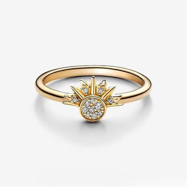 Celestial Sol och Måne Ringset, Glittrande Sol Måne Ring med 14k Guld/Silverplätering 7 7