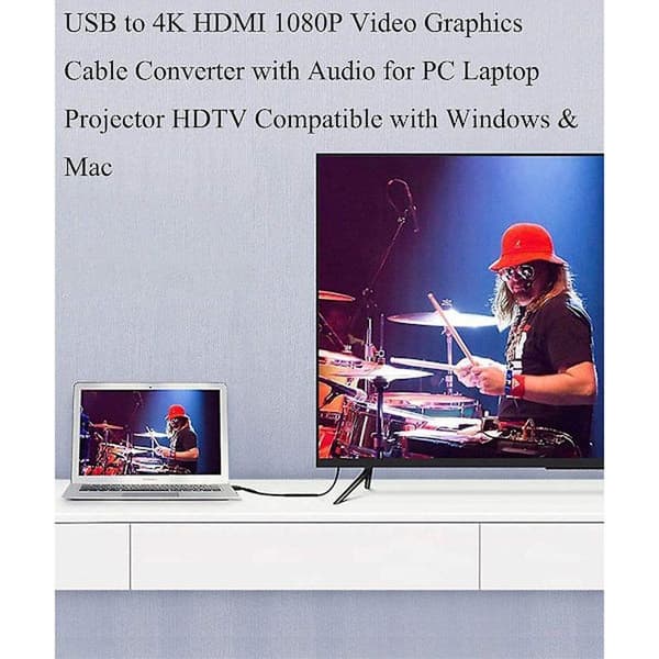 USB til HDMI Adapterkabel til Mac OS Windows 10/8/7/Vista/XP, USB 3.0 til HDMI Han HD 1080p Display, Lyd- og Videokonverteringskabel 2 Meter