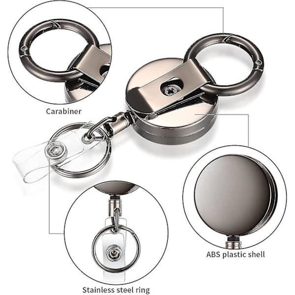 2 st Nyckelring Rulle Infällbar Lanyard Med Ståltråd Infällbart ID-kort