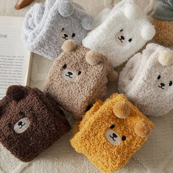 Strømper - Cocoon Teddybjørn - Bløde - One size - 6 par