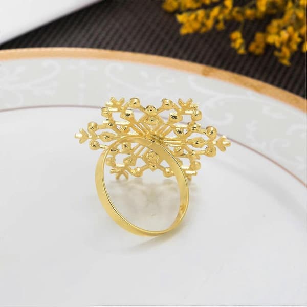 12 Stykker Snøfnugg Serviettringer Jule Serviettring Spenne Rhinestone Perle Serviettholder for Ch