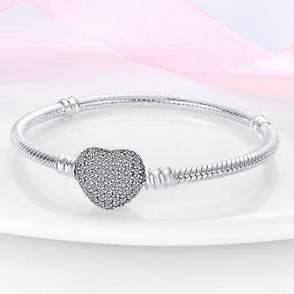 1 Armbånd for kvinner Pandora Charms med sølv hjerte lås, Dame