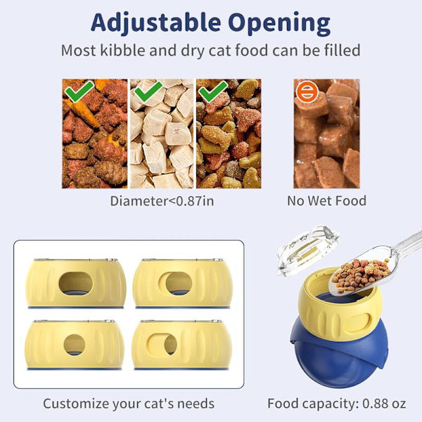 Interaktivt kattelegetøj terapi puslespil roly-poly foderautomat, med rig portionskontrol til killinger og voksne katte, langsom foder.