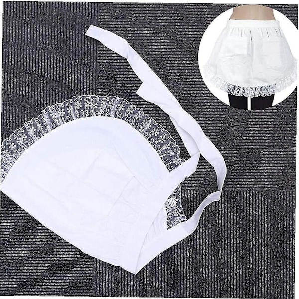 Spetsförkläde Halvförkläde Servitris Midjeförkläde Vitt Matlagningsförkläde