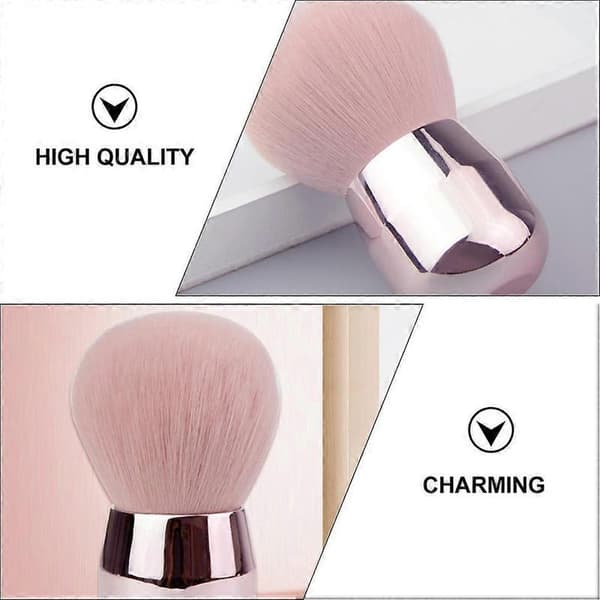 Pink makeupbørste i champignonform til løs pudder 1 stk.