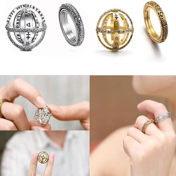Stycken Roterande Stress Relief Leksaker (Guld & Silver), Böjbara Ringar, Finger Stress Relief Manu