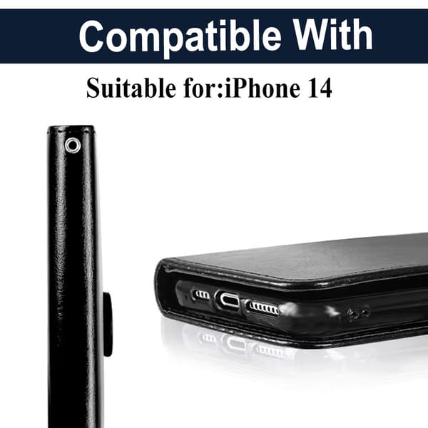 iPhone 14 Kuori / Magneettinen 2-in-1 Lompakkokotelo - Valitse Väri! Musta