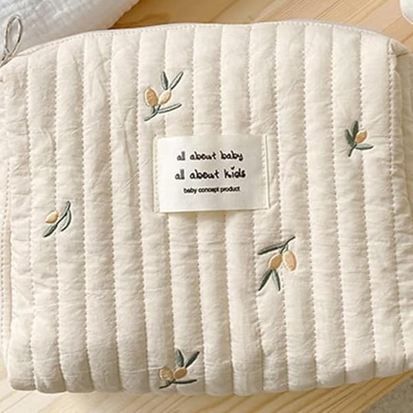 Blöjväskor med stor kapacitet Broderad Mammaväska Quiltad Söt P