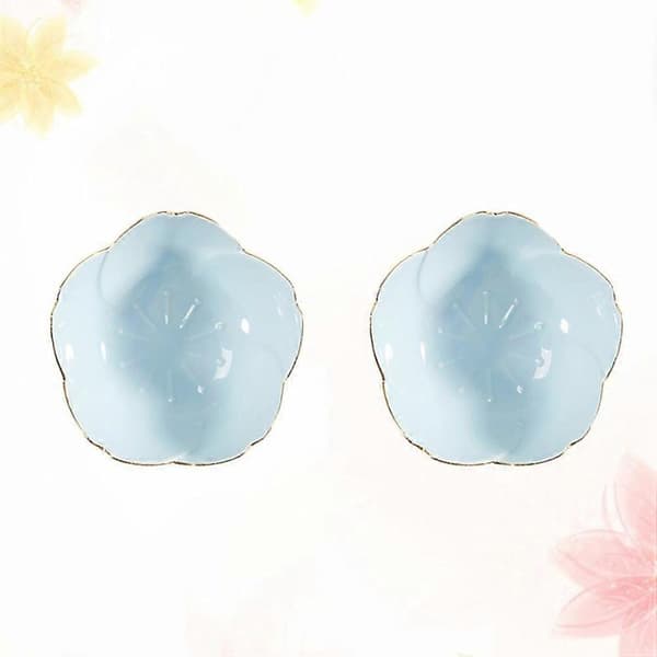 Keramiska dippskålar med blommönster för hemmet, 2-pack, blå design