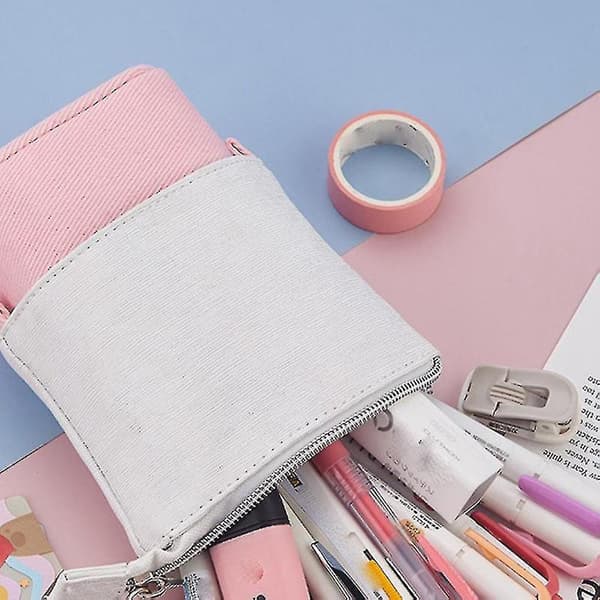 Telescopic Foldable Pencil Case Cosmetic Storage Bag Compatible with School Office,c