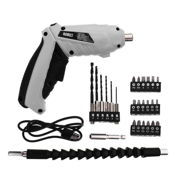 1 Set Multifunctional Screwdriver Rechargeable Electric Drill Home Screw Kit[D] Grey 16X13CM