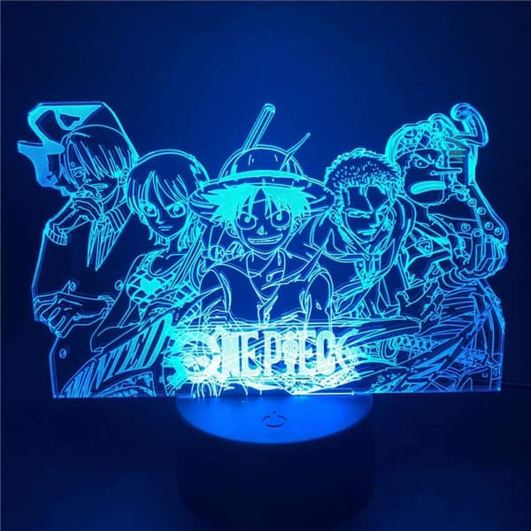 One Piece Nattlampe Luffy Sanji Zoro Nami 3D LED Illusjon