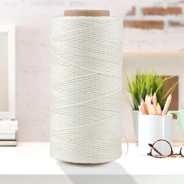 Håndsydd flat vokset tråd sytråd for håndsøm (beige)