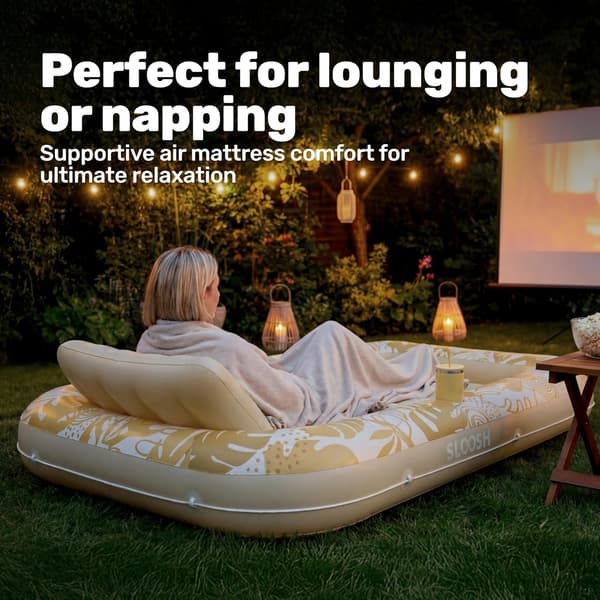 Inflatable Pool Lounger, 180 x 118 cm Extra Large Pool Float for Adults with Pillow, 4-in-1 Sunbathing Pool Float, Sunbed Lounge Platinum