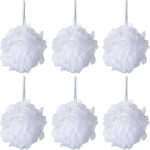 Bad Dusch Svamp Puffar Loofahs Vit Mesh Puff Duschpuff 6-pack
