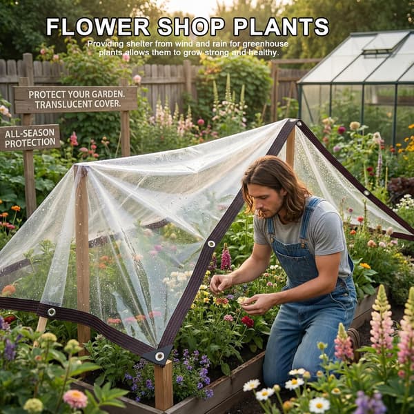 Transparent Waterproof Tarp - Outdoor - 2m * 2m - Rainproof - UV Resistant - Sealed Waterproof Tarp - with Storage Space