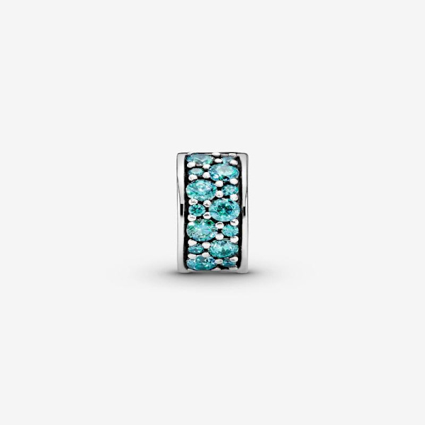 - Teal Pavé Clip Charm - Sterlingsilver