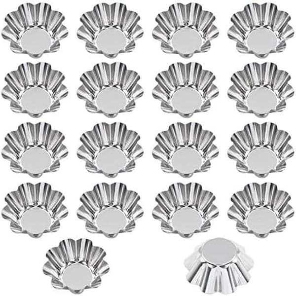 18-pak Tartletforme, Muffinforme, Genanvendelige Æggetærteforme i Rustfrit Stål til Budding, Kager, Småkager, Muffins-FD-