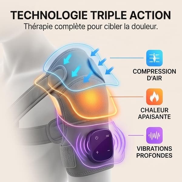 Triple-Method Shoulder Massager - Shiatsu Heated Pad, 3 Adjustable Levels, Shoulder/Neck/Leg Pain Relief, Compression & Vibration