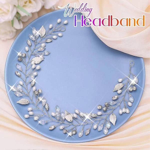 Perle brudehårbånd Sølv Rhinestone Hårvin Hodeplagg Bryllupshår