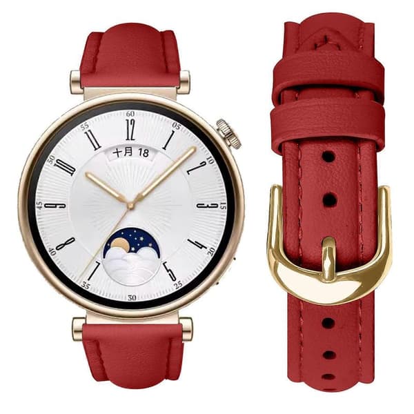 TKdaddy til Huawei Watch GT 4 41mm Urrem Guldbælte Slank Læderrem Rød