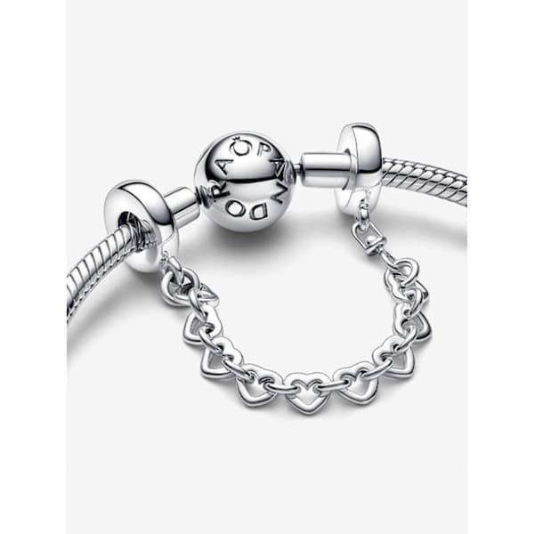 Pandora - Säkerhetskedja med sammanlänkade hjärtan - Sterlingsilver