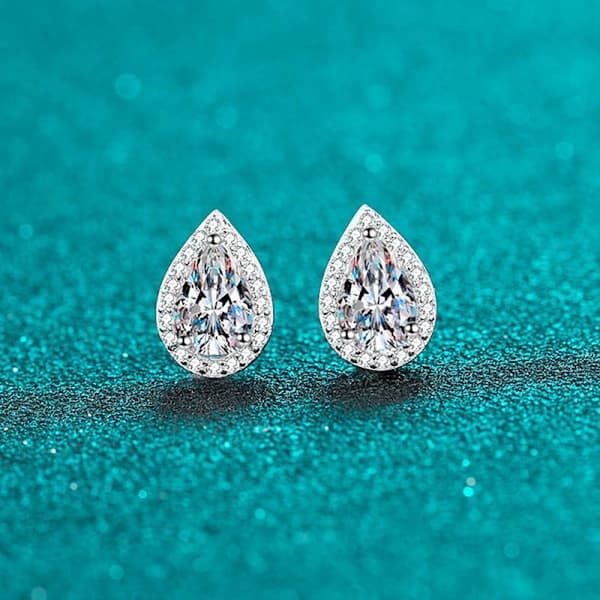 Sølv Øreringe med Stift til Kvinder Piger, Dråbeformede Cubic Zirconia Øreringe Sæt - Fine Bryllupsøreringe Smykker til Brude Brudepiger