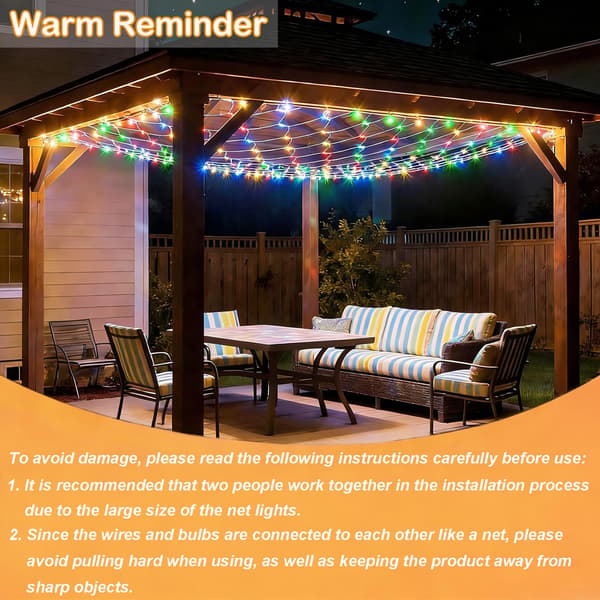 3 x 3 m solcelle netlys med 280 LED'er, USB-drevet, 8 tilstande på klar ledning til buske, terrasse, lysthus, jul, helligdage Multicolor