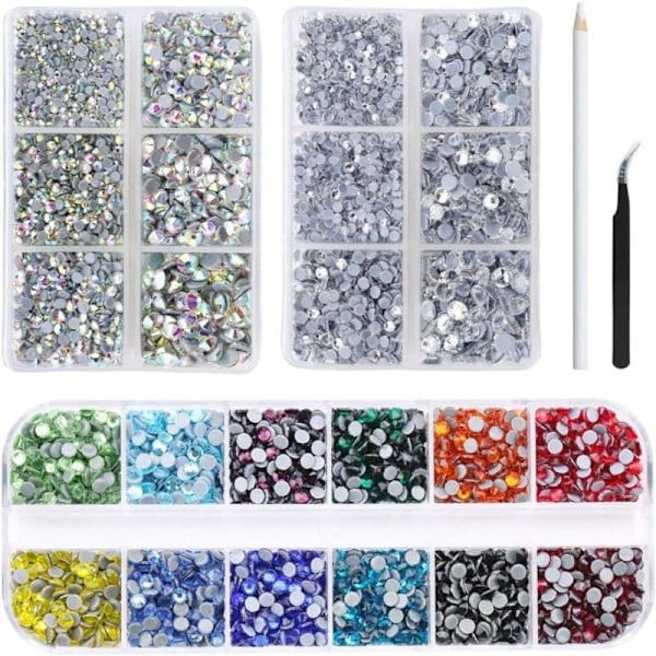 6000 st Strass Flat Back Ädelsten Kristall Set