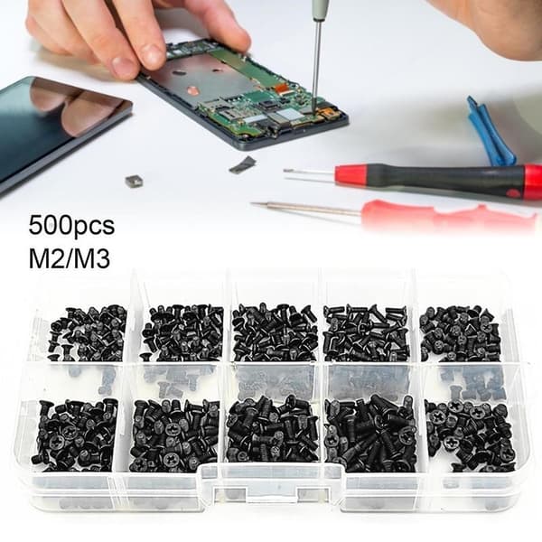 500 Pcs M2-m3 Screws Complete Uniform Carbon Steel Mixed Countersunk Screw Set for Consumer Electronics Q