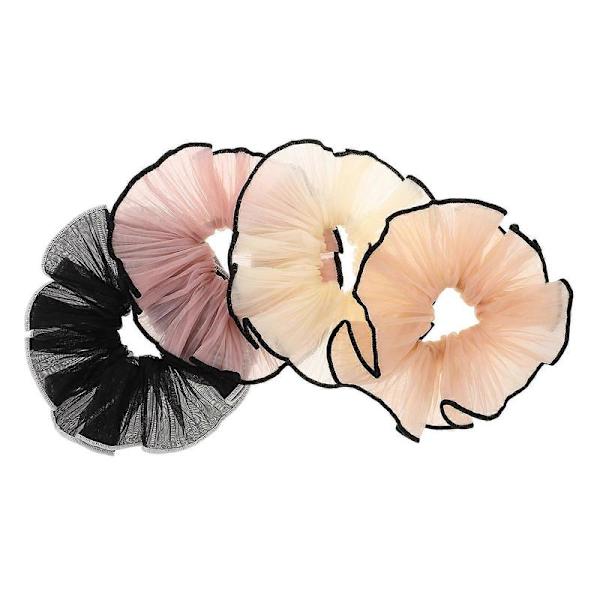 Flerfärgade Scrunchie Hårsnoddar för Kvinnor Stora Hårsnoddar 4-pack