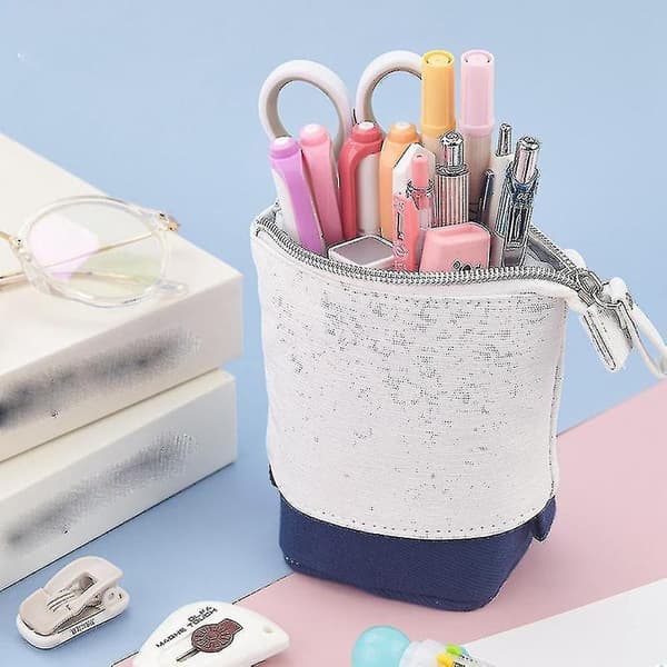 Telescopic Foldable Pencil Case Cosmetic Storage Bag Compatible with School Office,c