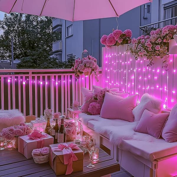 Julebelysning, LED-lysslynge, 10M 100 LED-stjernelys, 8 moduser (rosa lys)