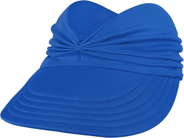 Solhatte til kvinder UV-beskyttelse Solskærm Bred skygge Sommerhatte med hestehalehul Blue