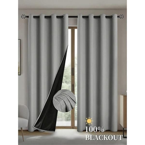 Mörkläggningsgardiner med isolerande foder för vardagsrum, sovrum, kök, heminredning mörkgrå 100X250CM 1ST&Öljetttopp dark grey 100X250CM 1PCS&Grommet Top