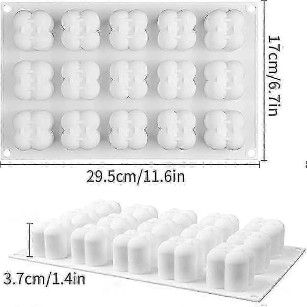 Stearinlysforme 15 stk. stearinlys silikoneforme. 3D silikone terningform. Stearinlys harpiks - SNNGV