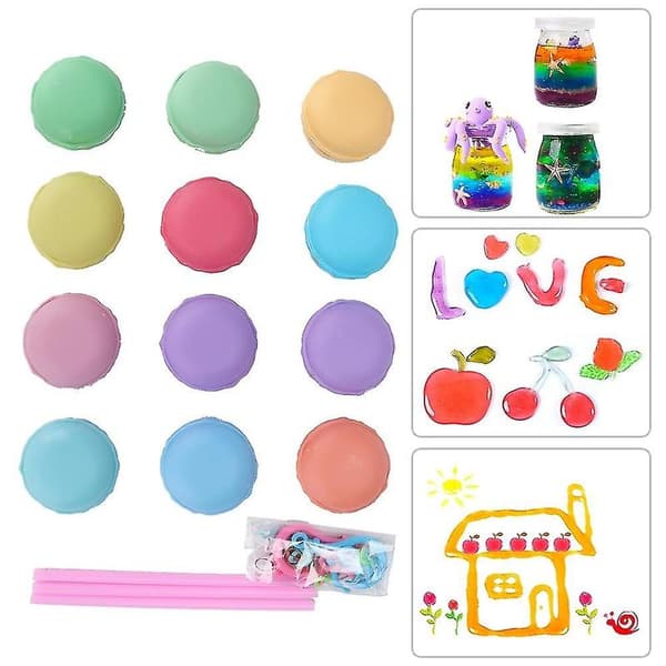 12 st Macaron Kristall Slime Diy Squishy Bubblor Anti-stress Leksak för Barn