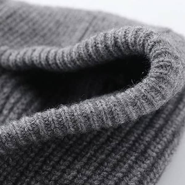 Balaclava Strikket Genser Lue Vinter Varm Hettegenser Skjerf Lue for Kvinner Menn (Beige)