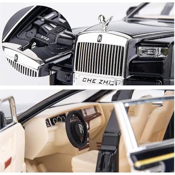 1/24 Rolls-Royce Phantom Modelbil - Zinklegering Legetøjsbil med Lyd og Lys, Perfekt Gave til Børn