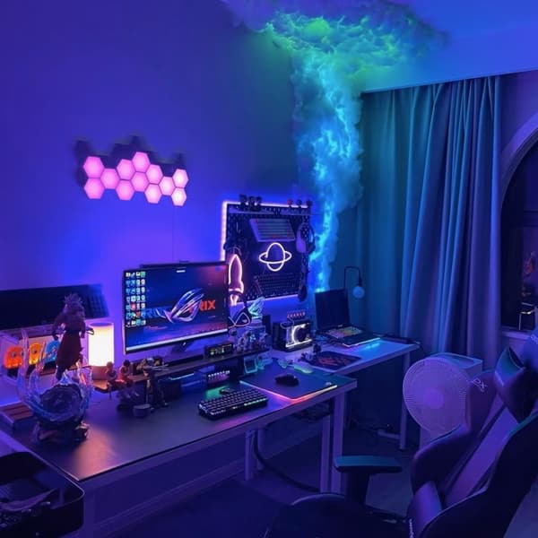 USB-driven åskmoln LED-dekor med musikrytm och färgskiftande effekt, 3D-taklampa för sovrum, spelrum, 2 m. 200cm/6.56ft